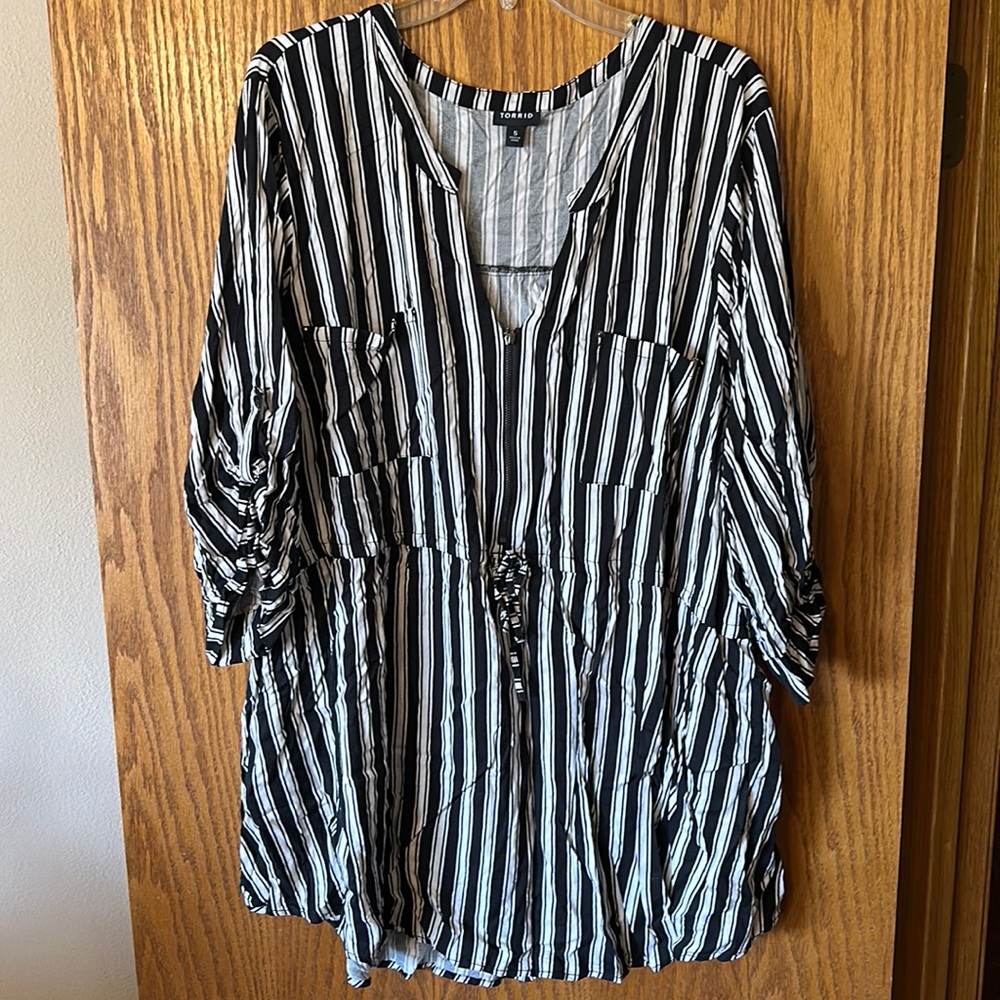 Black and white striped tunic